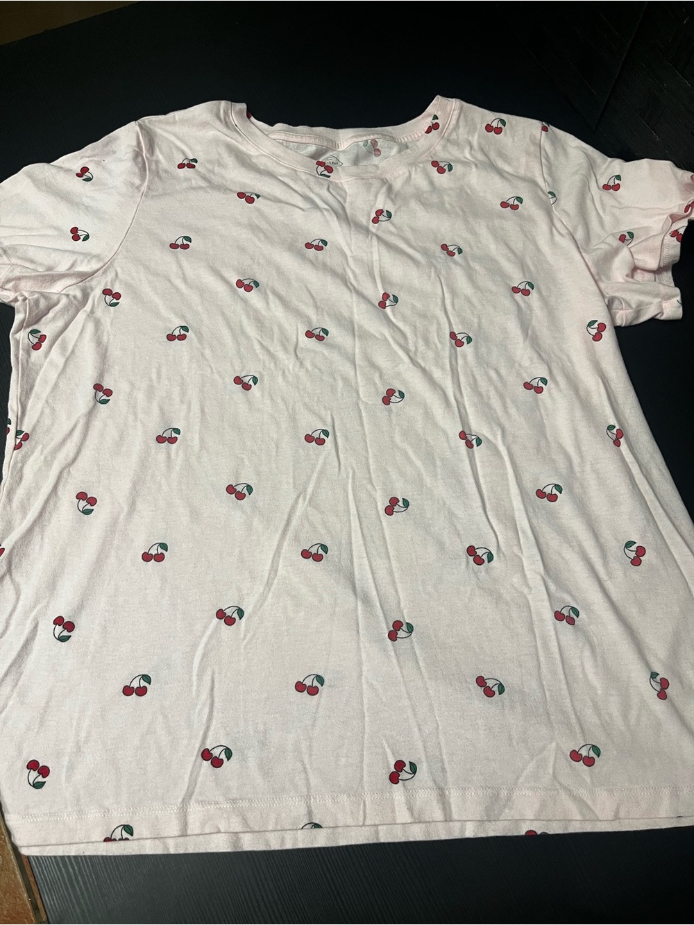 Women’s St. John's Bay Pink Tee with Cherry Print Size XL